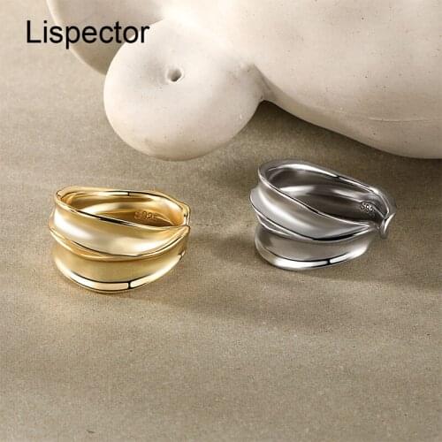 Lispector 925 Sterling Sliver Korean Simple Hollow Out Rings for Women Minimalist Open Ring Party Casual Female Jewelry Gifts