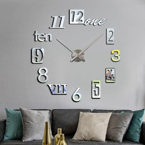 Creative 3D DIY Acrylic Digital Wall Clock Fashionable Living Room Decoration Mute Clock Office Decor