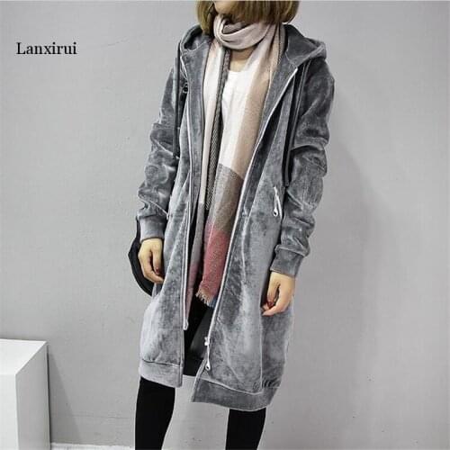 Autumn New Women Thick Warm Hooded Basic Coats jacket Casual Lady Winter Long Fashion Black Winter Fleece Jacket