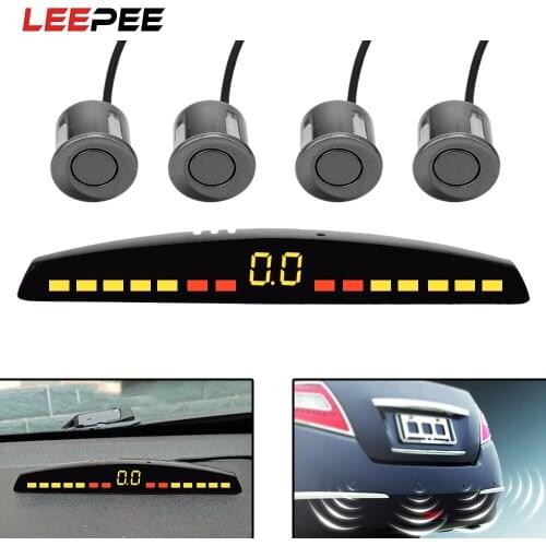 LEEPEE Universal Car Reverse Backup Radar Monitor System Auto Detector LED Display Parktronic With 4 Sensors