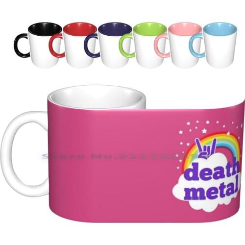 Death Metal Pink Rainbow Ceramic Mugs Coffee Cups Milk Tea Mug Deathmetal Death Death Metal Metal Rainbow Unicorn Pink