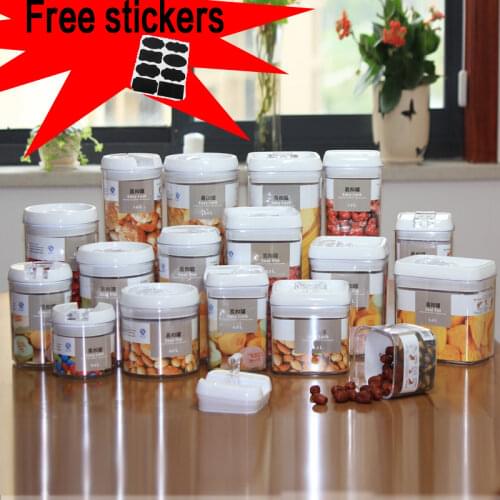 Multi-capacity plastic food storage box snacks dried fruits multigrain storage tanks kitchen containers Transparent Sealed Cans