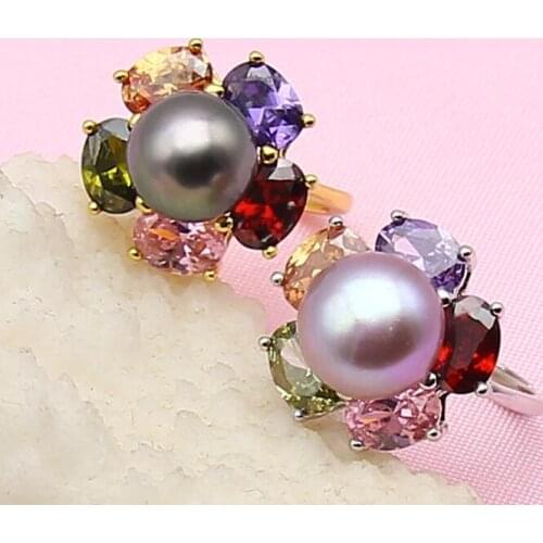 Fashion Flower Pearl Ring Mountings, Ring Findings, Ring Jewelry Parts Fittings Charm Accessories Silver Jewellery