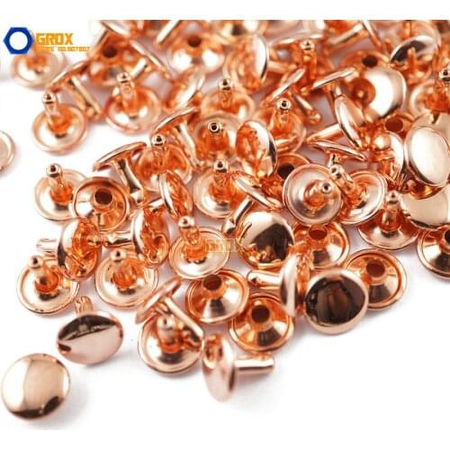 300 set 10*8mm Rose Gold Double Cap Round Rapid Rivet Punk Rock Leathercraft Rivet