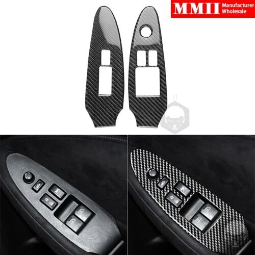 For NISSAN 370Z Z34 2009+ Power Window Switch Cover Trim Sticker Real Carbon Fiber Protection Decoration Accessories RHD