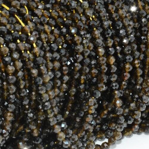 Natural Smoky / Dark Smoky Tourmaline Faceted Round Beads 4mm