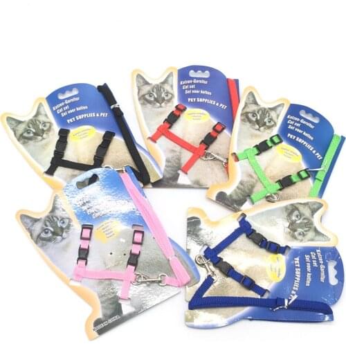 Cat Collar Harness Leash Adjustable Nylon Pet Traction Kitten Dog Halter Collar gato Cats Products Pet Harness Belt Solid Color