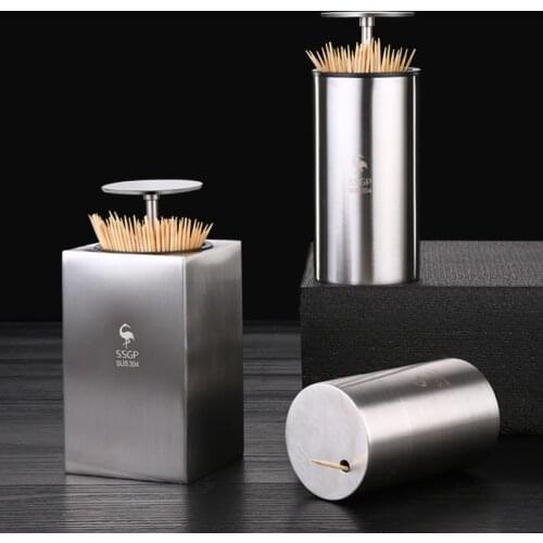 Push-type Stainless Steel Toothpick Holder Automatically Pops Up Household Portable Toothpick Box Cotton Swab Storage Box