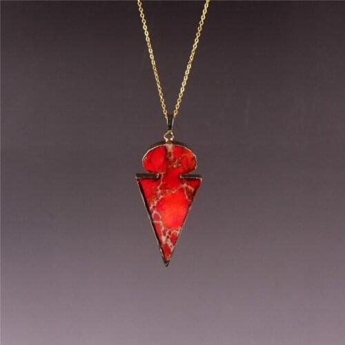 Druzy 3pcs/lot Triangle Arrow Shape Natural Quartz Imperial Bezel Emperor Stone Charms Pendants Pendulum for Jewelry Making Free