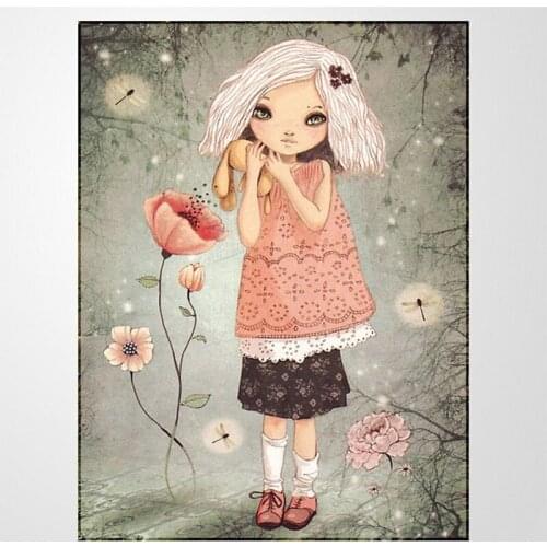 Full Drill Diy Diamond Paintings Cross Stitch Girl Square/Round Cartoon Diamond Embroidery Patterns Rhinestones Mosaic Painting