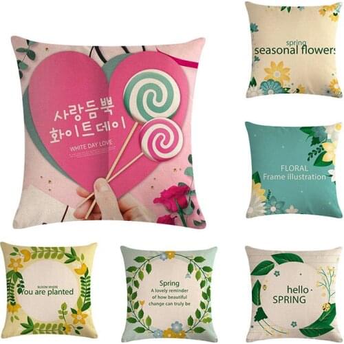 Proverb Letter Linen Cushion Cover Funny Words Froal Frame Illustration Pillow Case Decorative Pillows Cover For Sofa Car ZY463