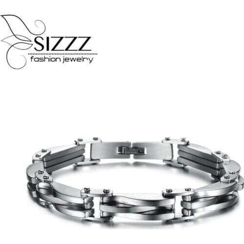 SIZZZ 22cm long 10.6mm wide direct factory price silver color stainless steel Bracelet&Bangles for men