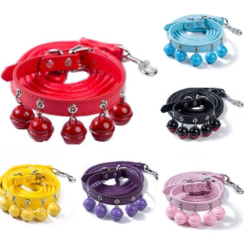 Pet Dog Cat Adjustable Collars Leash Suit PU Leather Pet Necklace Accessory Pet Dog Collar For Small Medium Dog Neck Strap Leash