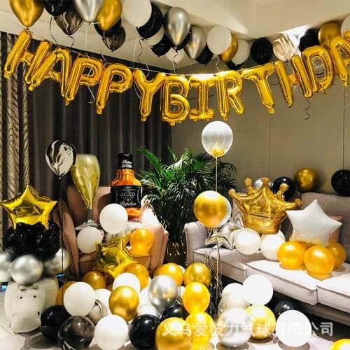 Luxury Golden Birthday Balloon Set Surprise Scene Layout Background Wall Balloon Decoration Supplies