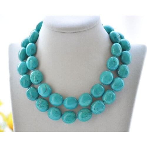 S2393 30" A++ 18mm Natural Egg Turquoise Bead Necklace