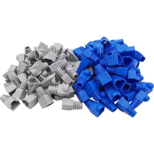 20Pcs RJ45 CAT6 CAT5E Ethernet Network Cable Connector Boots RJ-45 Adapter Plugs Cap Cover Protective Sleeve Blue Grey
