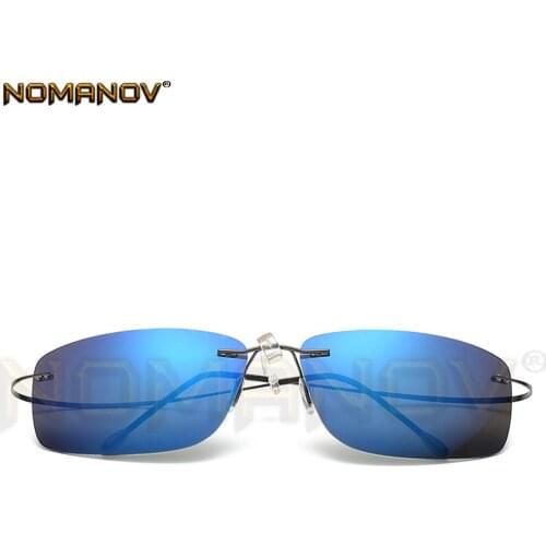 2020 Summer Style Rimless Mirror Blue Grey Polarized Lens Sunglasses Men Women Super Light Polarized Sun Glasses Driving