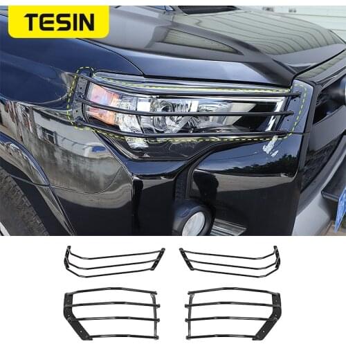TESIN Car Front Headlight Lamp Tail Light Decoration Cover for Toyota 4Runner 2014+ Lamp Hoods Car Exterior Accessories