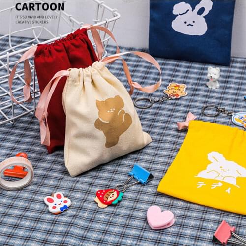 Reusable Drawstring Bags Fabric Storage Bag For Cotton Sundries Kitchen Produce Bags Travel Underwear Drawstring Bag