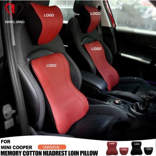 For Mini Cooper Universal Car Memory Foam Headrest Neck Pillow Seat Support lumbar Auto Cushion Quilt Waist Backrest Accessories
