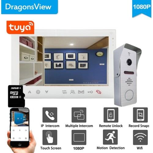Dragonsview 7 Inch Wireless Video Intercom Doorbell with Camera HD 1080P 2MP Monitor and Outdoor Panel Smart Door Access Control