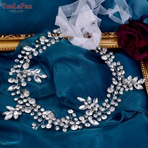 YouLaPan HP259 Silver Wedding Floral Headpieces for Bride Headwear Bridal Tiara Headband Bridal Hair Accessories Headband