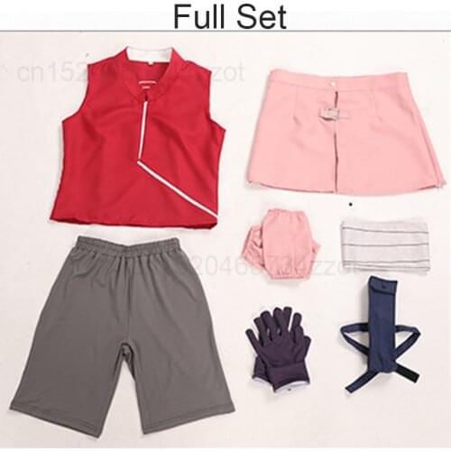 Haruno Sakura Cosplay Costume Haruno Sakura Anime Cosplay Costumes Halloween Girls Women Cosplay Clothing Wigs and Headband Set