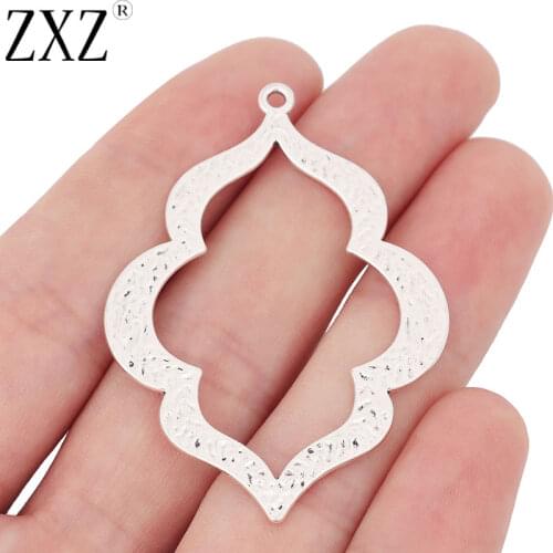 ZXZ 10pcs Large Personality Simple Hollow Charms Pendants 2 Sided for Earring Jewelry Making Accessories
