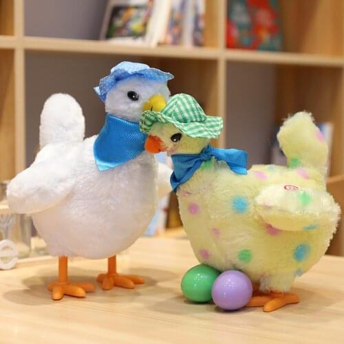 1pc 25cm cute animal doll chicken hen will lay eggs crazy singing and dancing electric pet plush toy childrens gift