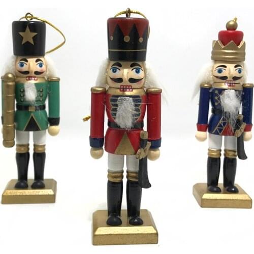 12CM Movable doll puppets Boutique nutcracker New soldier walnuts people, wood hand-painted walnut gifts 3pcs/lot HT140