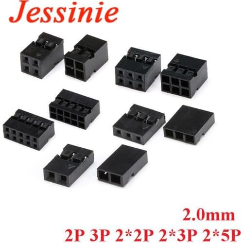 20pcs Dupont Head 2.0mm 2P 3P 2*2P 2*3P 2*5P Dupont Plastic Shell Pin Head Connector Jumper Wire Cable Housing Plug Female