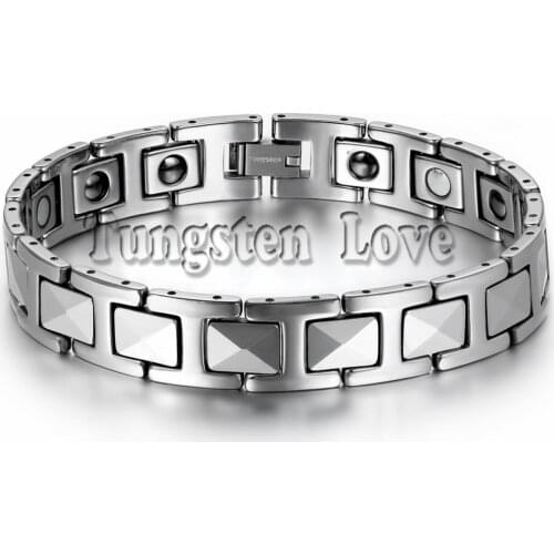 8.7" Cool Black Tungsten Men Stereoscopic Bracelet Health Balance Bracelet With Energy Magnetic Stone Inlay pulseras hombre