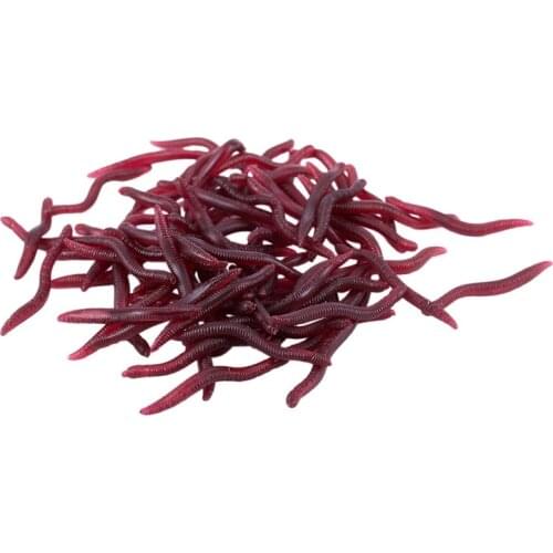 80 x Red Plastic Earthworms Apples Primers Lures for Fishing