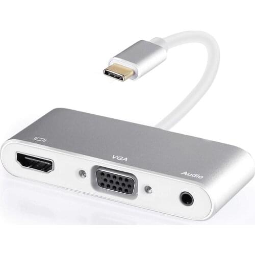 Usb3.1 type-C to HDMI + VGA + 3.5 audio HDTV adapter