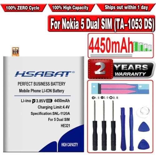 HSABAT HE321 HE336 4450mAh Battery for Nokia 5 Dual SIM (TA-1053 DS) N5 for Nokia 3.1 Batteries