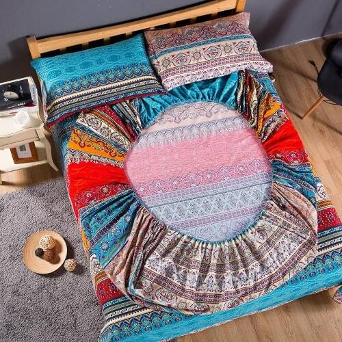 Bohemian Fitted Sheet Mattress Cover wish pillowcase Home Textile queen size bed linen bed Cover