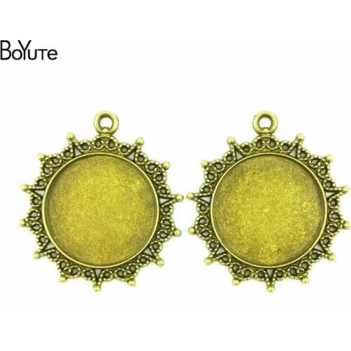 BoYuTe (25 Pieces/Lot) 25MM Cabochon Base Vintage Accessories Parts Antique Bronze Silver Bezel Pendants for Jewelry Components