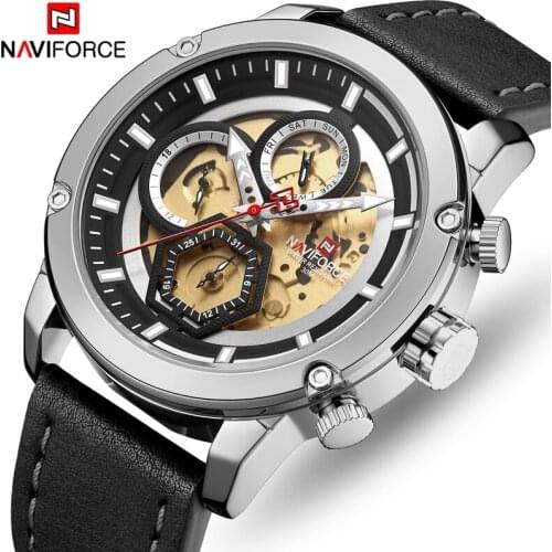 NAVIFORCE Top Brand Luxury Fashion Leather Business Analog Quartz Men Watch Mens Army Military Sports Waterproof Wrist Watches