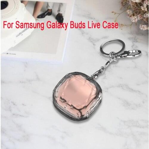 For Samsung Galaxy Buds Live case Transparent Anti-drop Hard Shell With Keychain Full Cover Protective Cover for Buds Live Cases