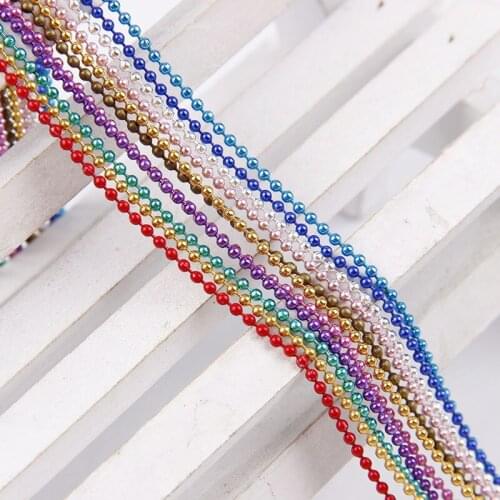 70cm/pc 1.5mm Colorful Metal Ball Bead Chain Waist Buckle Chain Bulk Necklace Bracelet Women Link & Key Chain For Diy Jewelry