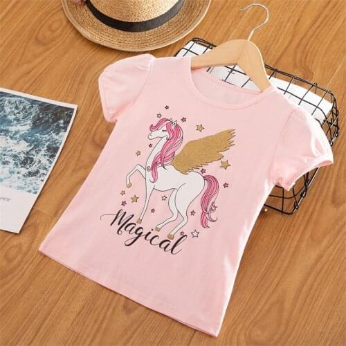 Children Pullover T-shirts Girls Kids Animal Cartoon Tops Girls Spring Summer Children Clothes Kids Tee-Shirt Baby Girls Tops