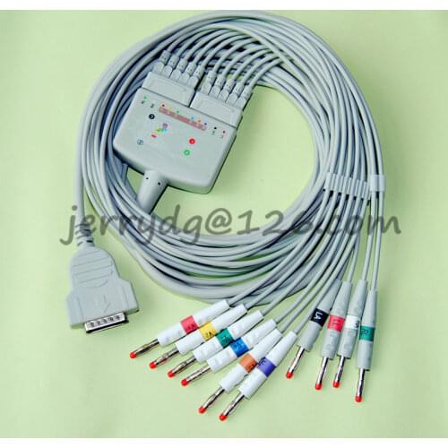 GE Marquette EKG ECG cable with leadwires, Compatible MicroSmart, MAC 500/1100 MAC 1200/1200 ST