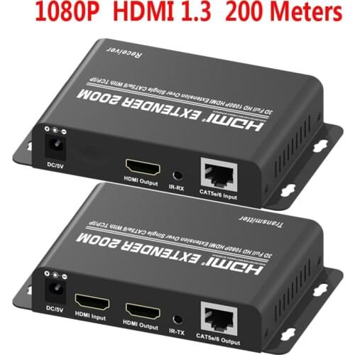 HDMI-compatible Extender 200M 3D Full HD 1080P Extension Over Single Cat5e Cat6 With TCP/IP No Loss Amplifier for Apple TV PS4
