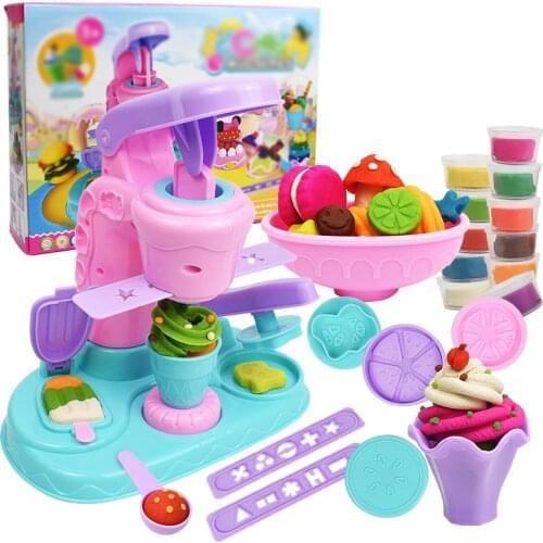 Toys for Children Simulation Ice Cream Machine Clay Mold Tool Set Skin Mud Handmade Nontoxic Clay Pretend Play Dough Toys Gift