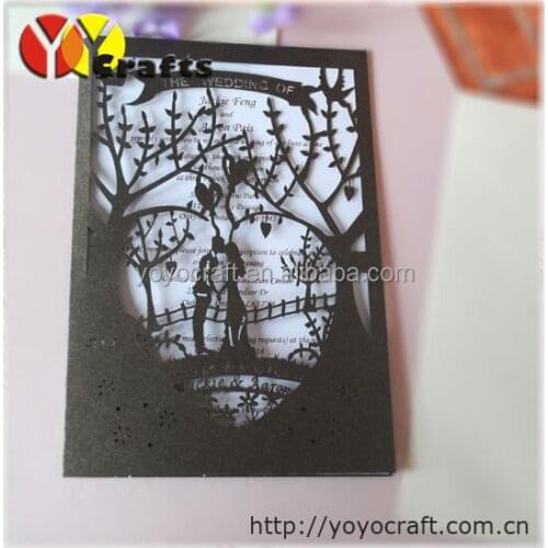 Named wedding invitation cards with laser cut free your name +insert papers+envelopes--INC055