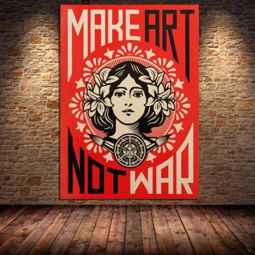 Make Art Not War OBEY Canvas Painting Posters and Prints Shepard Fairey Wall Pictures for Living Room Bedroom Cuadros Unframed