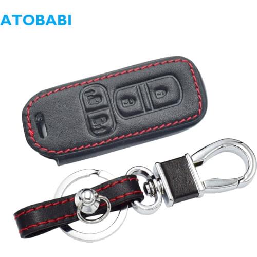Leather Car Key Cover For Honda N-BOX NBOX N-BOX+ plus N Wagon N-One 4 Buttons Smart Keychain Holder Remote Control Protect Case