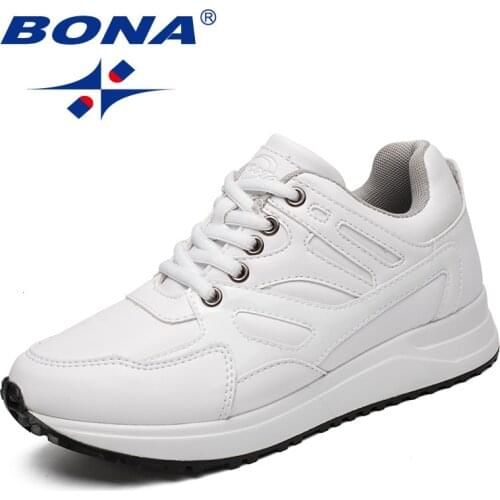 BONA Running Shoes For Women Outdoor Jogging Leather Training Comfortable Athetic Shoes Womens Lace Up Light Casual Sneakers