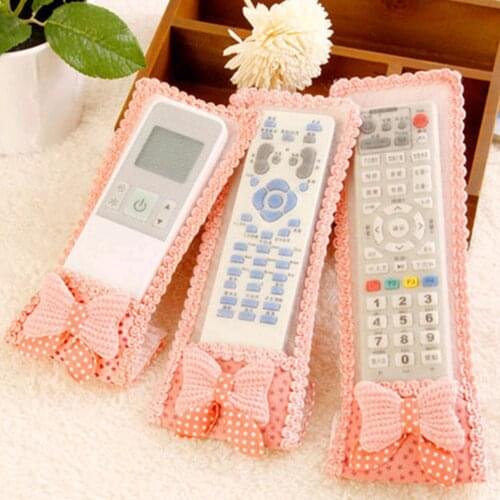 Lace Bowknot Fabric Air Conditioning TV Remote Control Dust Cover Protector Case