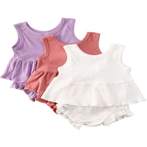 Summer Baby Girls Solid Color Sleeveless Top Shorts Set Toddlers Casual Round Collar Top with Sweet Short Trousers